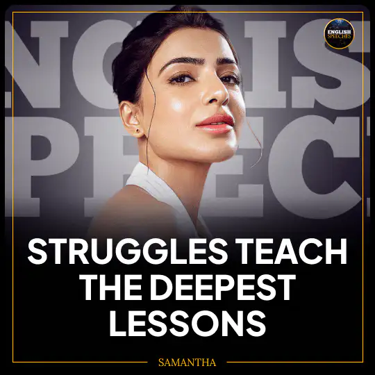 Portrait of a woman with the quote "Struggles teach the deepest lessons" in bold white text.