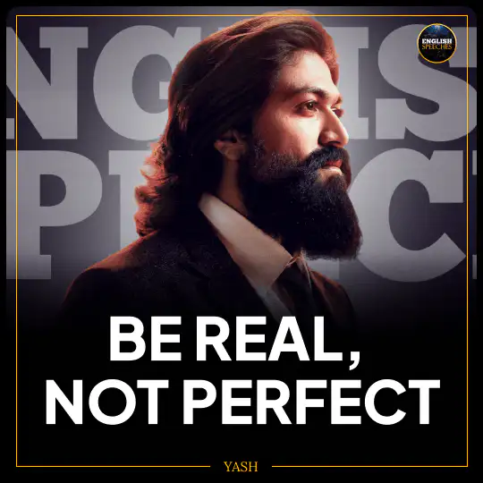 Man with a beard in a suit, with the quote "Be real, not perfect" displayed in bold text.